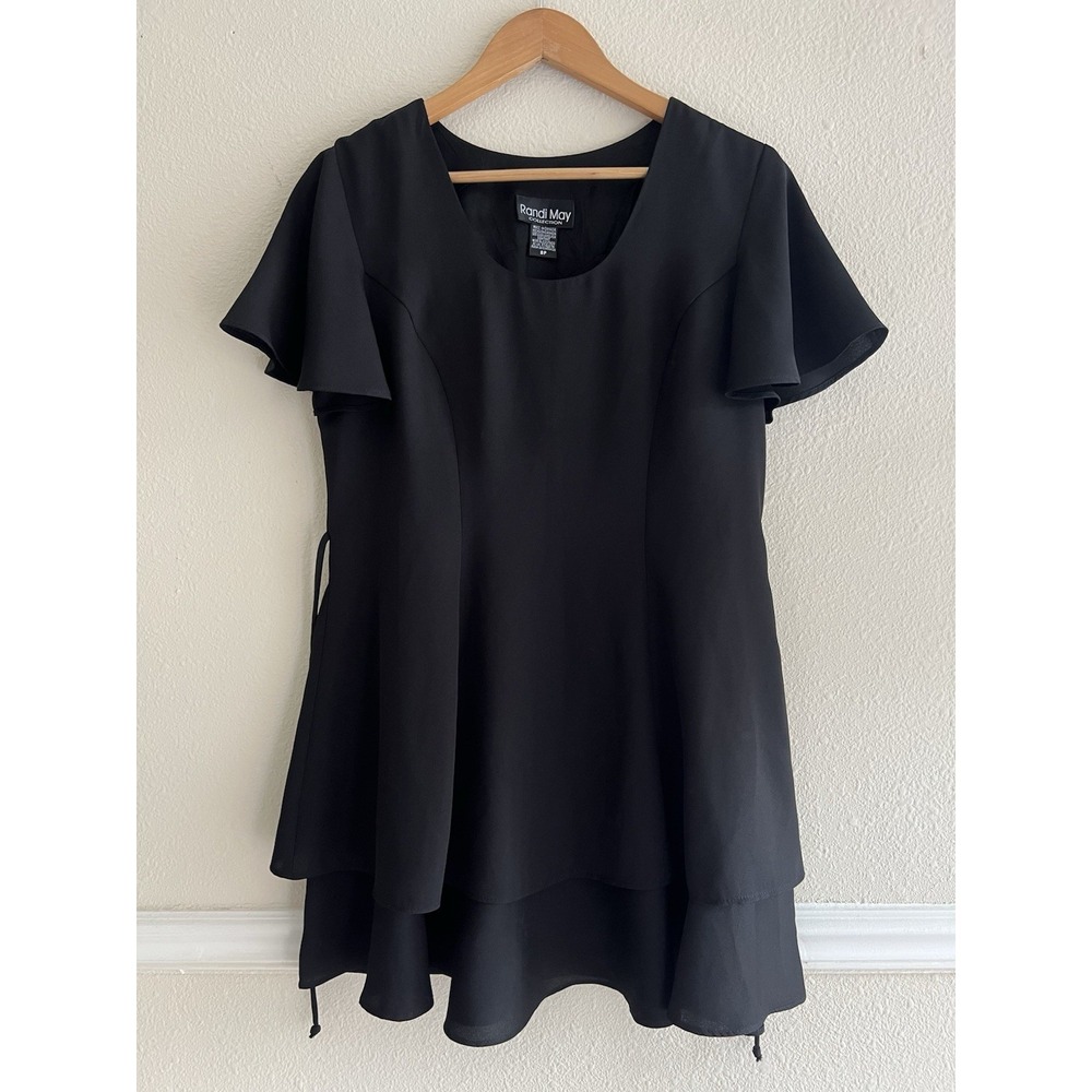 Randi May Vintage 90s Black Dress Size 8P Tiered Ruffle LBD Casual Preppy Party